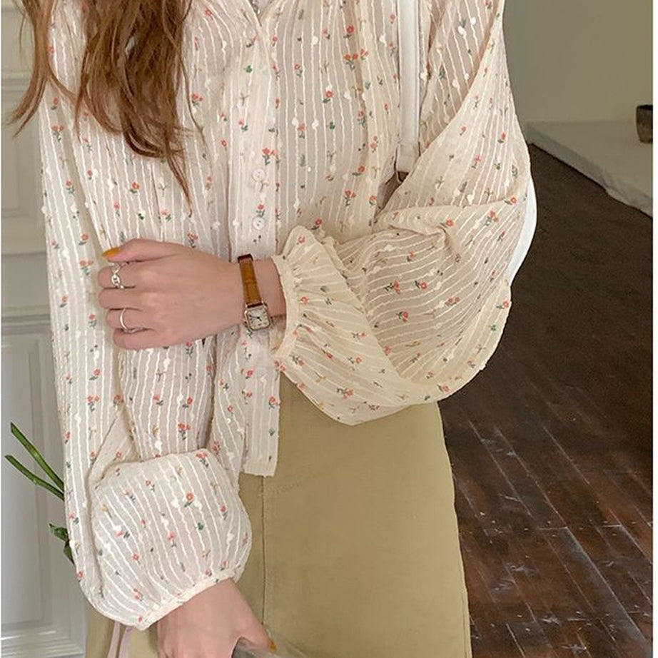 Y2k Patchwork Floral Blouse