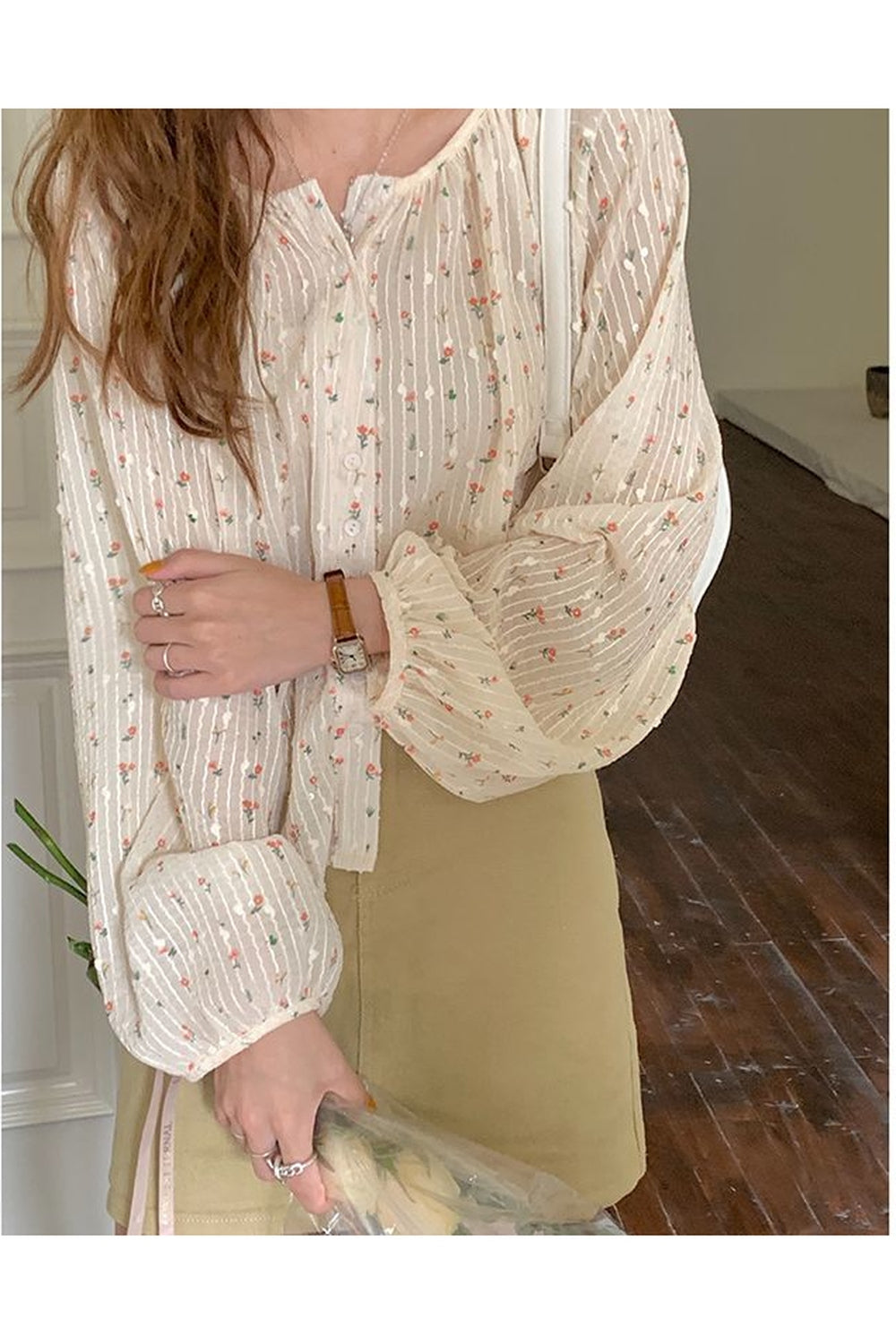 Y2k Patchwork Floral Blouse