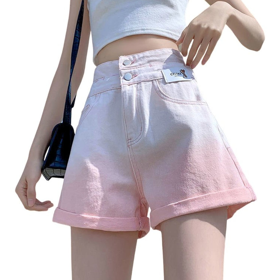 Y2k Patchwork High Waist Jeans Shorts