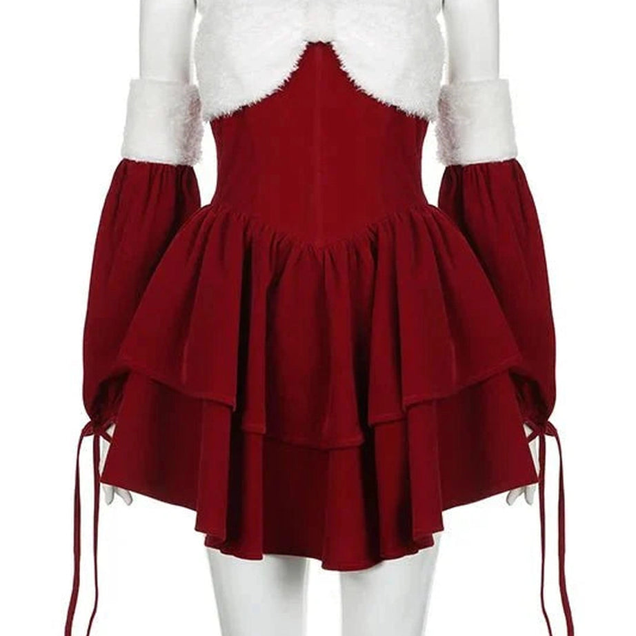 Y2k Patchwork Red Mini Dress