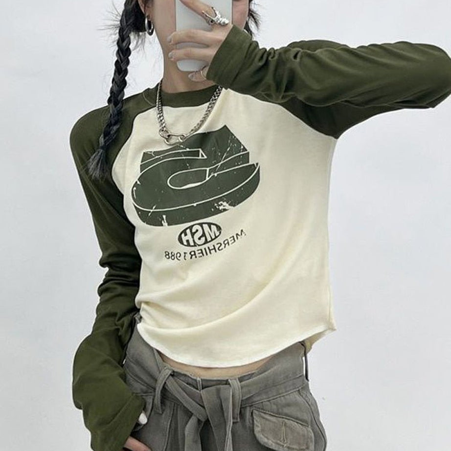 Y2k Patchwork Retro Crop Top