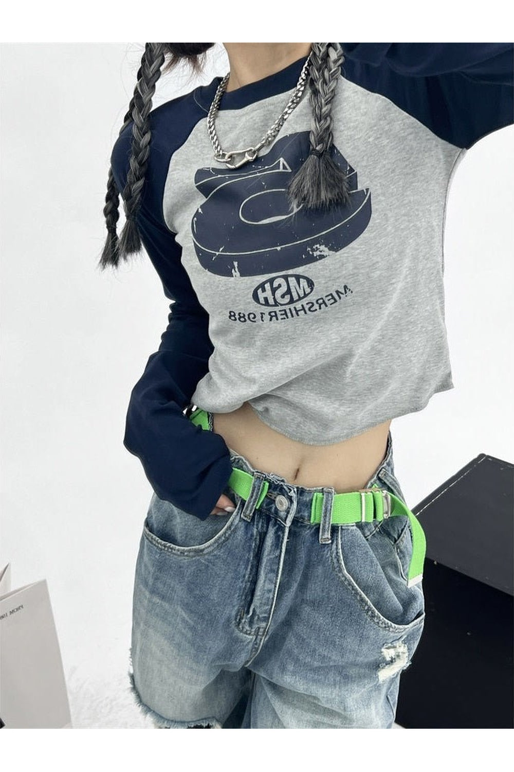 Y2k Patchwork Retro Crop Top