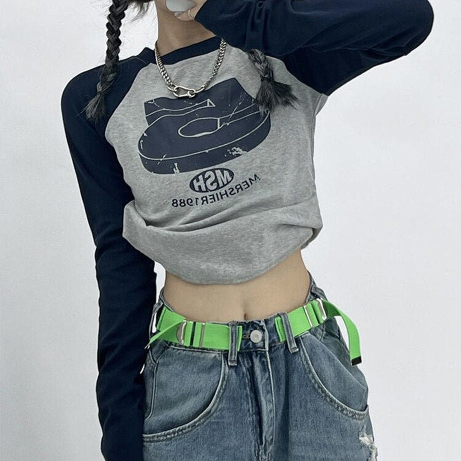Y2k Patchwork Retro Crop Top