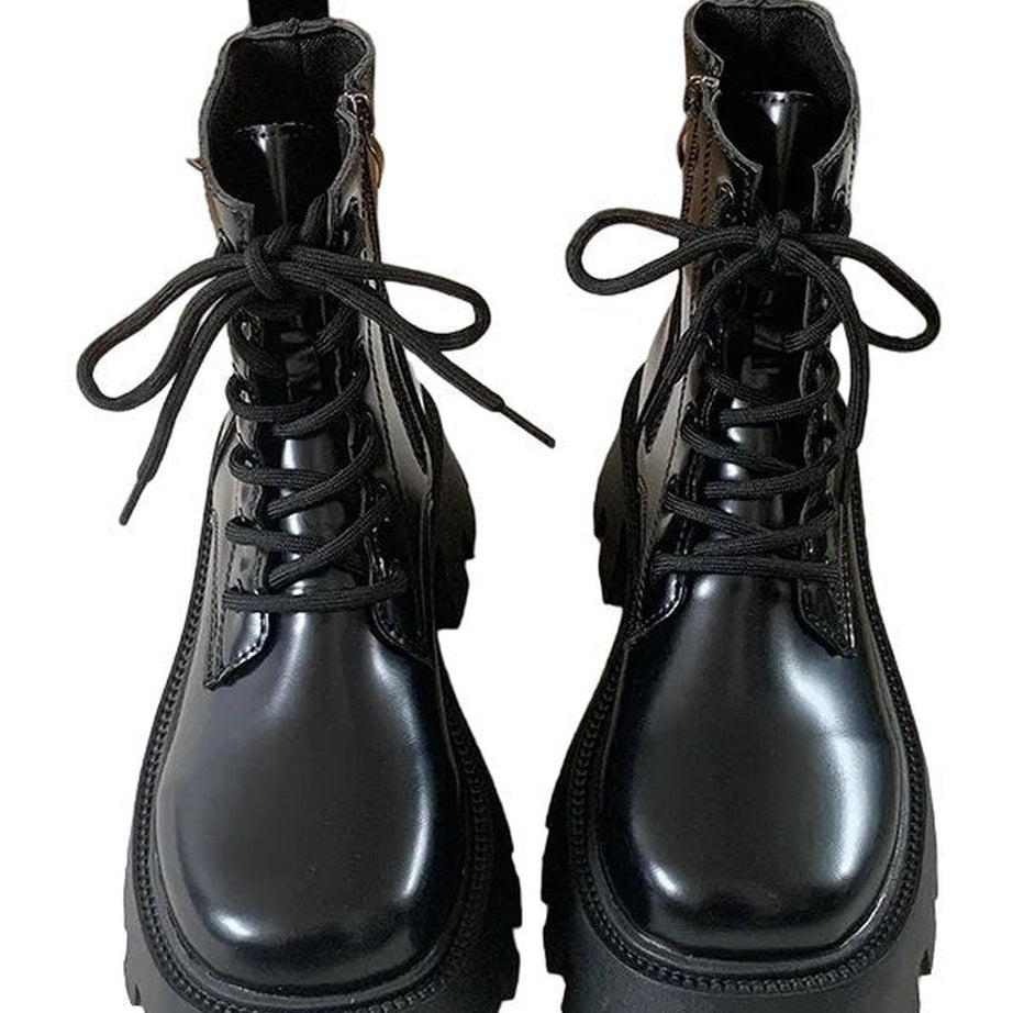 Y2k Patent Leather Chunky Platform Boots