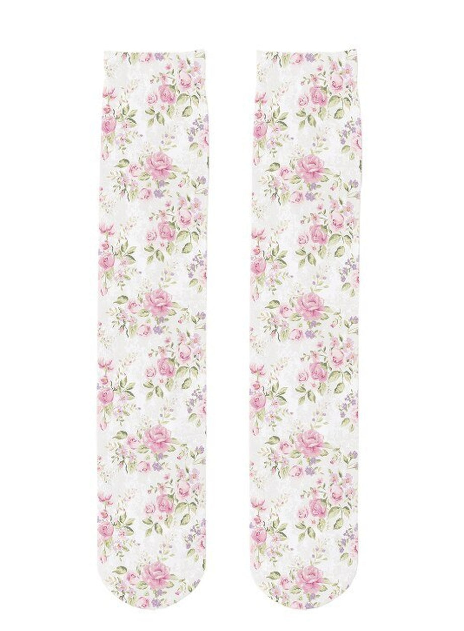 Y2k Peach Print Calf Stockings