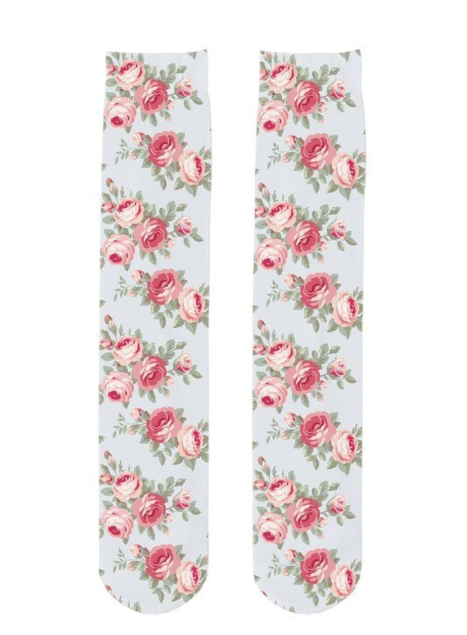 Y2k Peach Print Calf Stockings