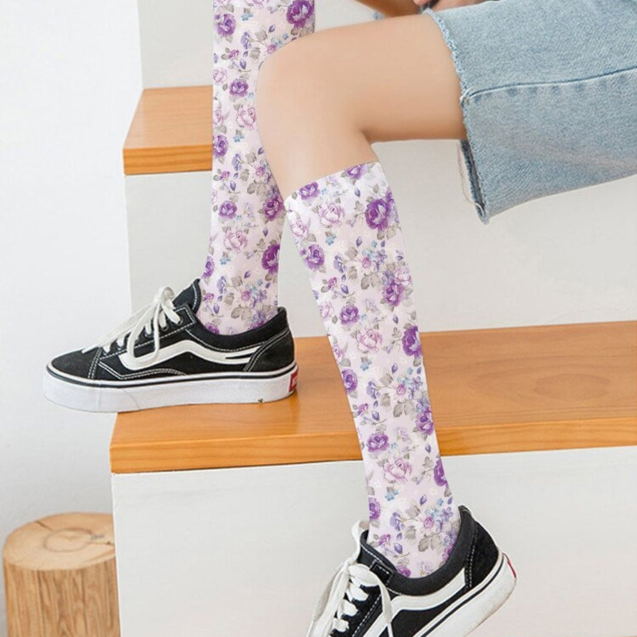 Y2k Peach Print Calf Stockings