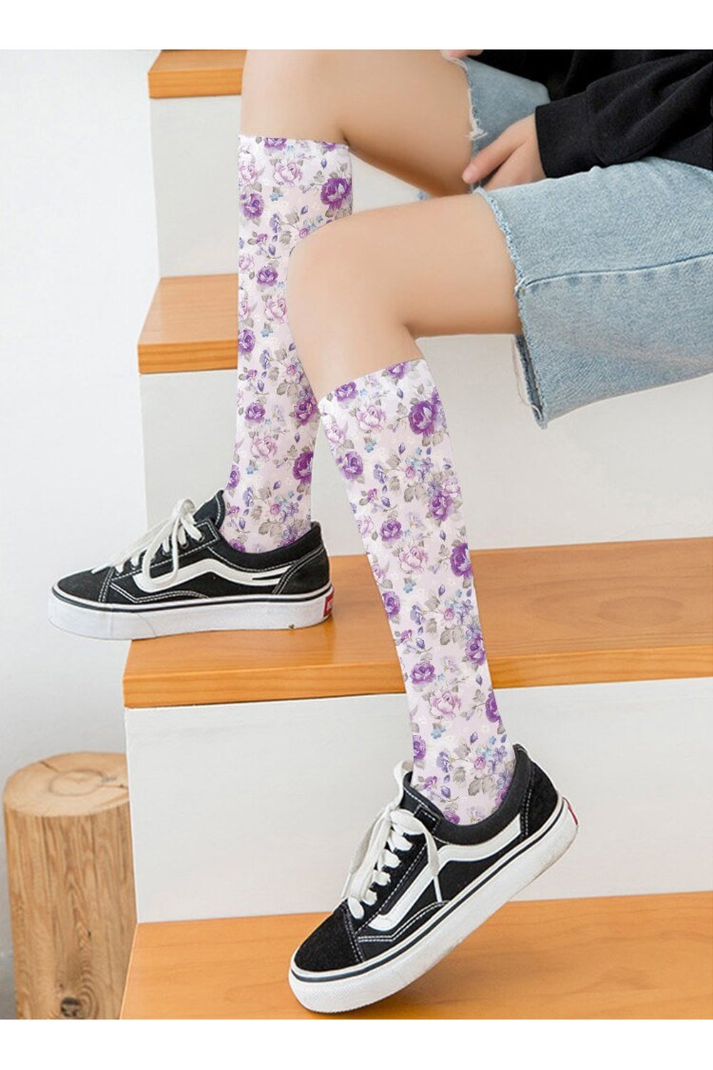 Y2k Peach Print Calf Stockings