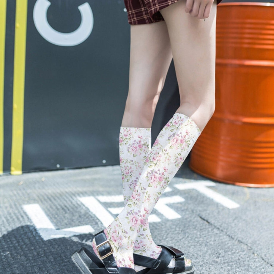 Y2k Peach Print Calf Stockings