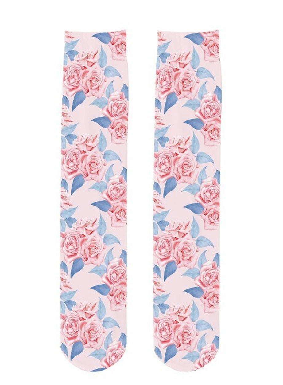 Y2k Peach Print Calf Stockings