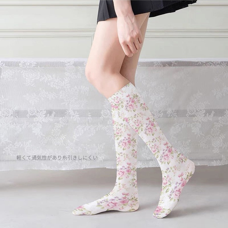 Y2k Peach Print Calf Stockings