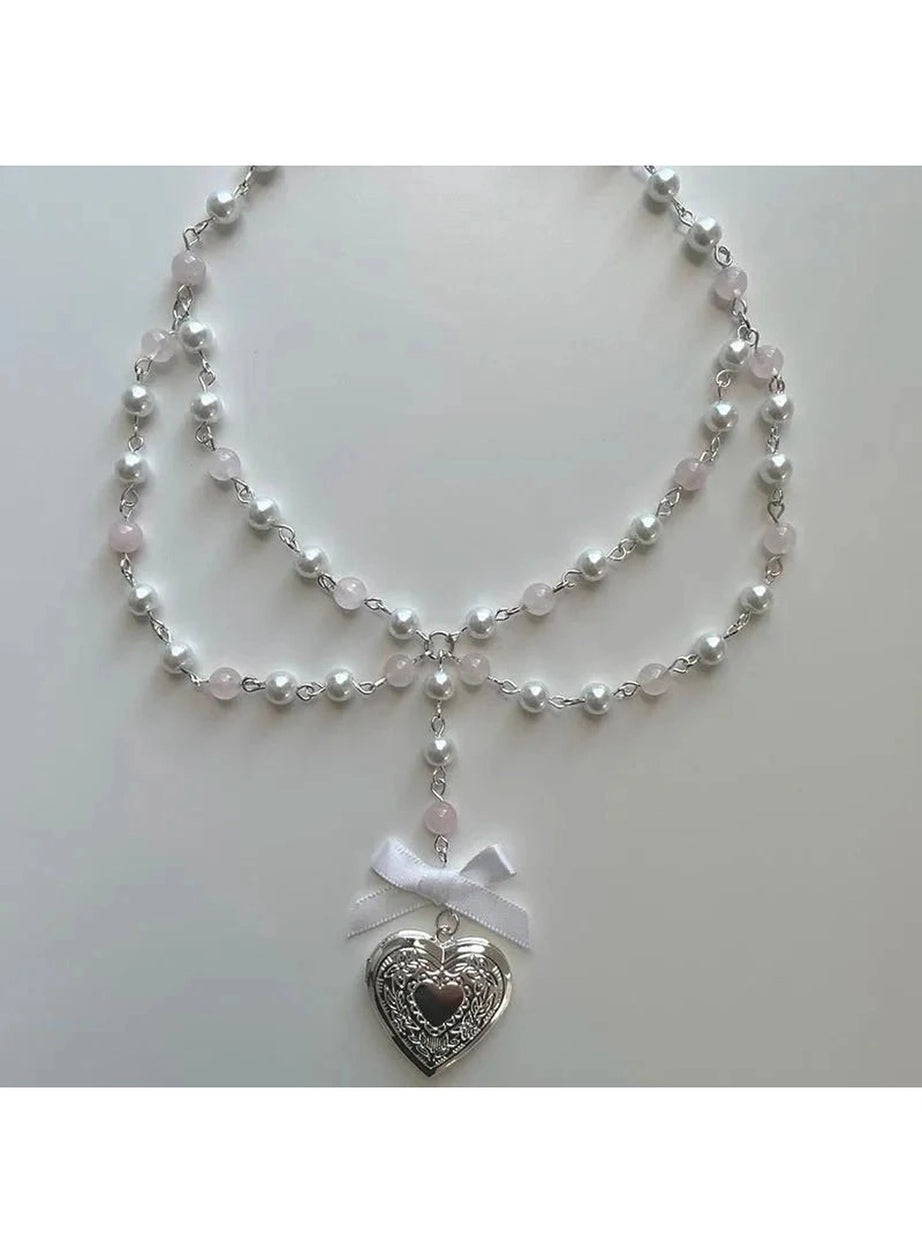 Y2k Pearl Rose Quartz Necklace