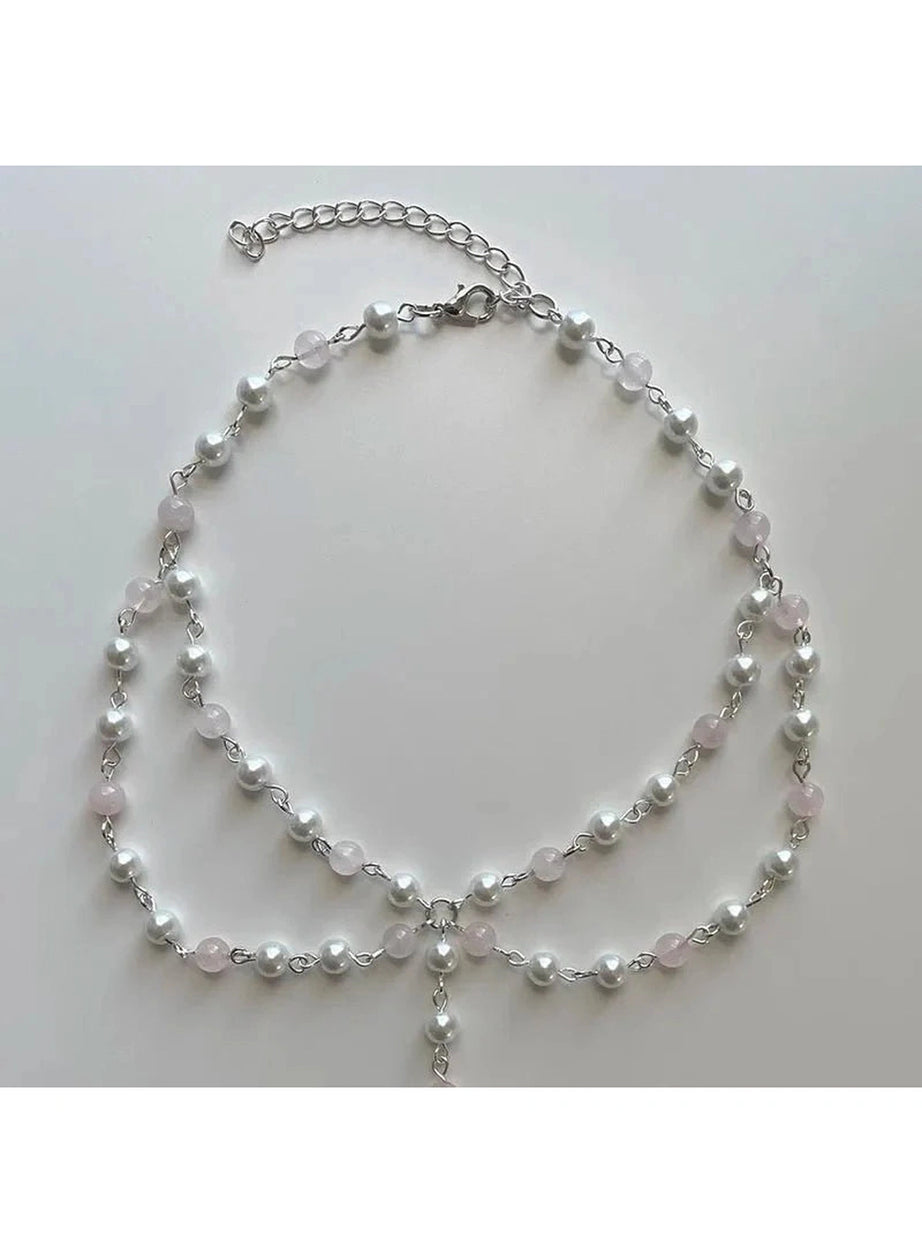 Y2k Pearl Rose Quartz Necklace