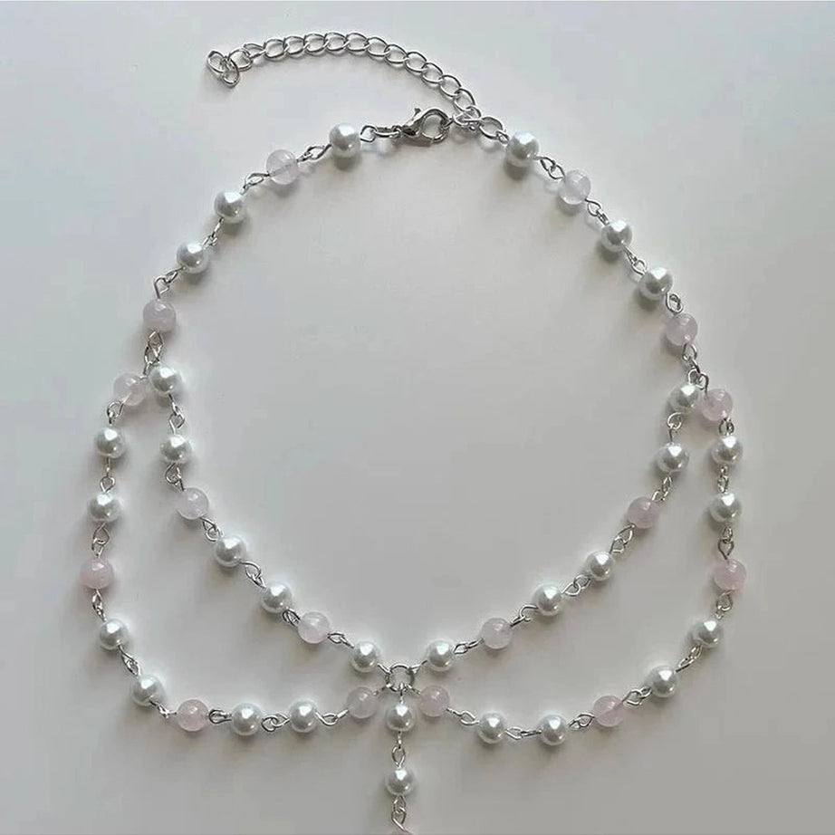 Y2k Pearl Rose Quartz Necklace