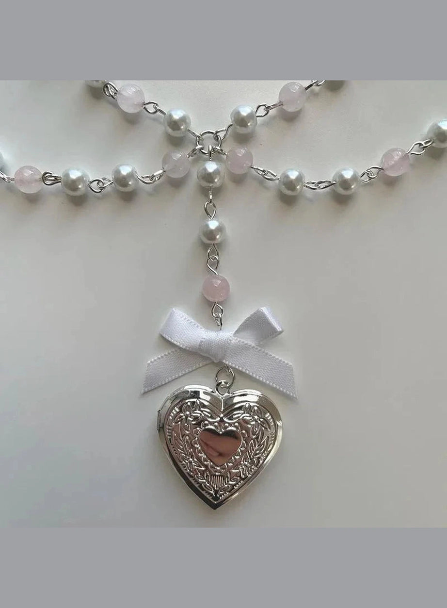 Y2k Pearl Rose Quartz Necklace
