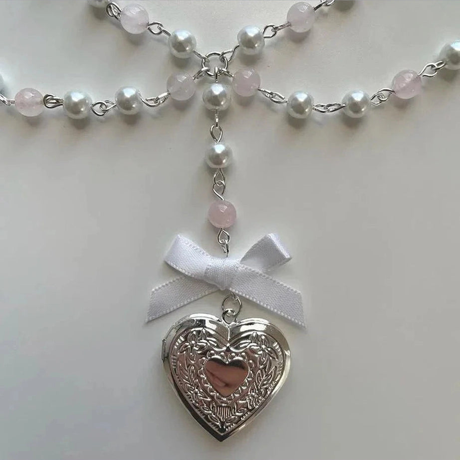 Y2k Pearl Rose Quartz Necklace