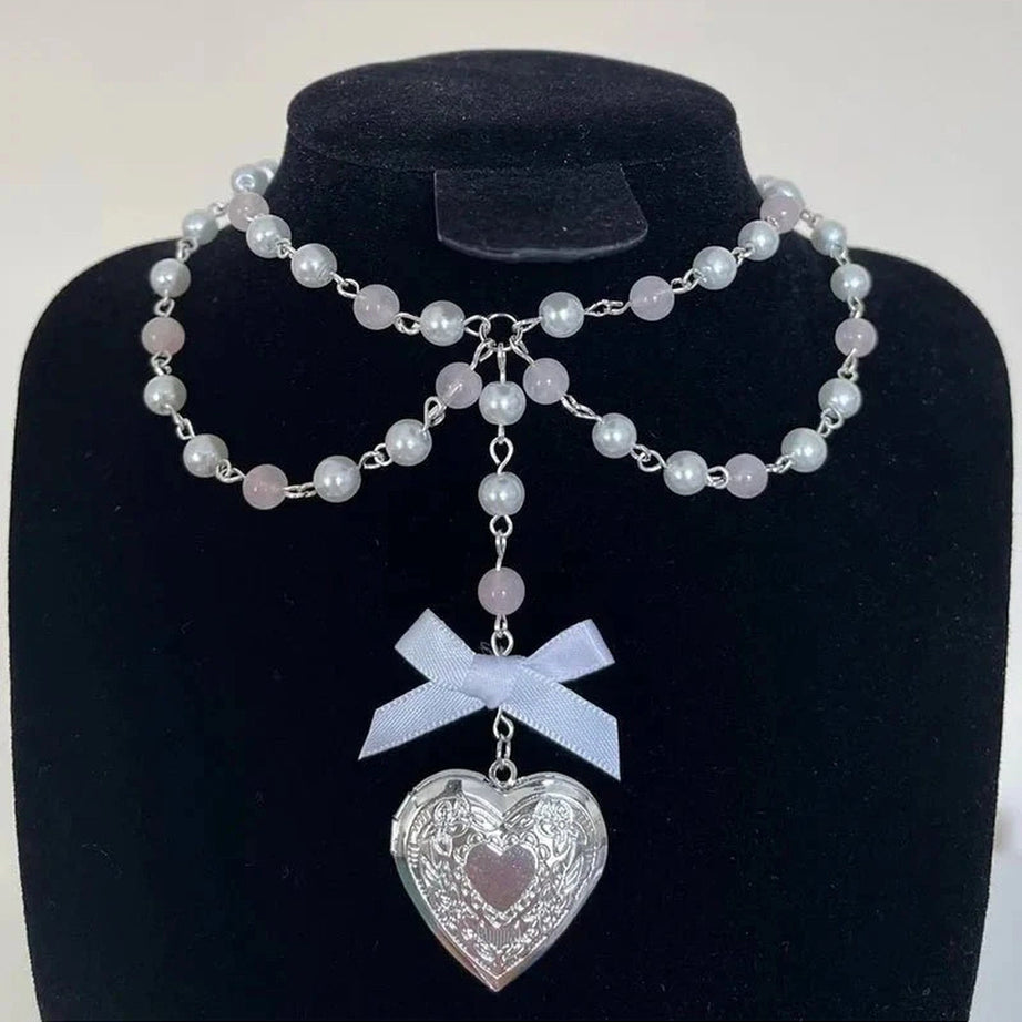 Y2k Pearl Rose Quartz Necklace