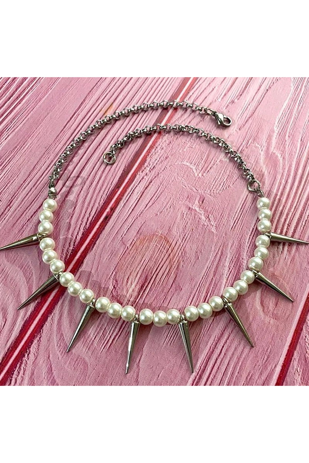 Y2k Pearl Spike Necklace