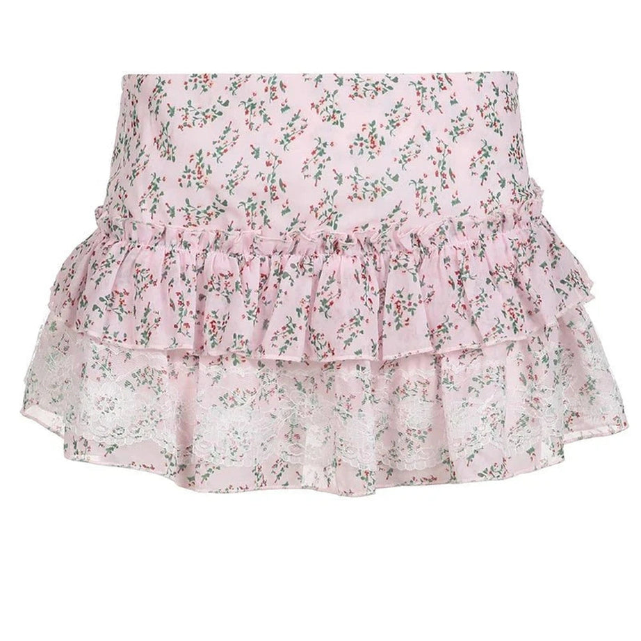 Y2k Petal Play Layered Mini Skirt