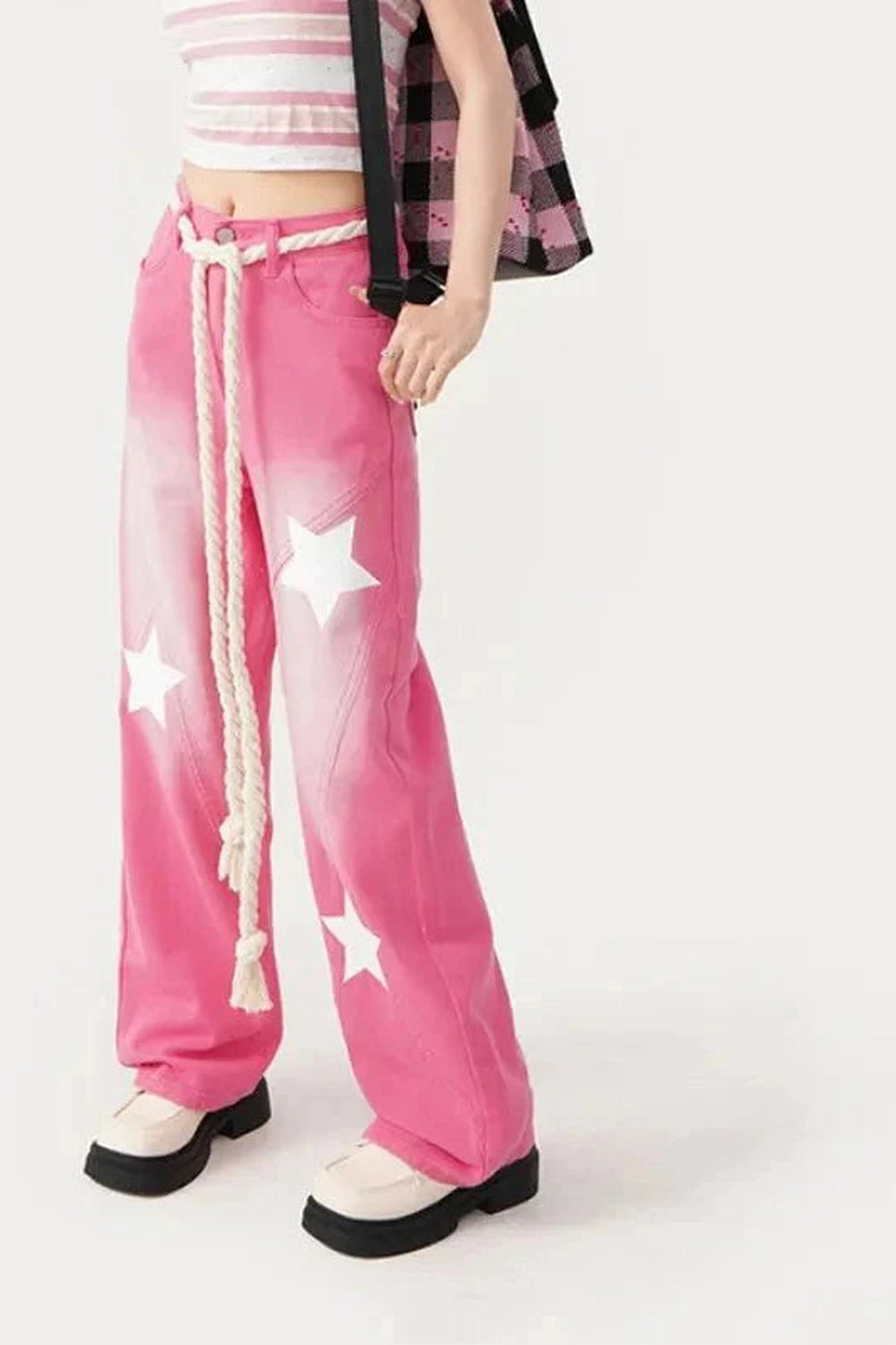 Y2k Pink Blue Baggy Star Jeans