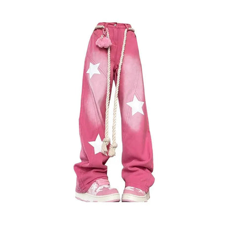 Pink Blue Baggy Star Jeans -