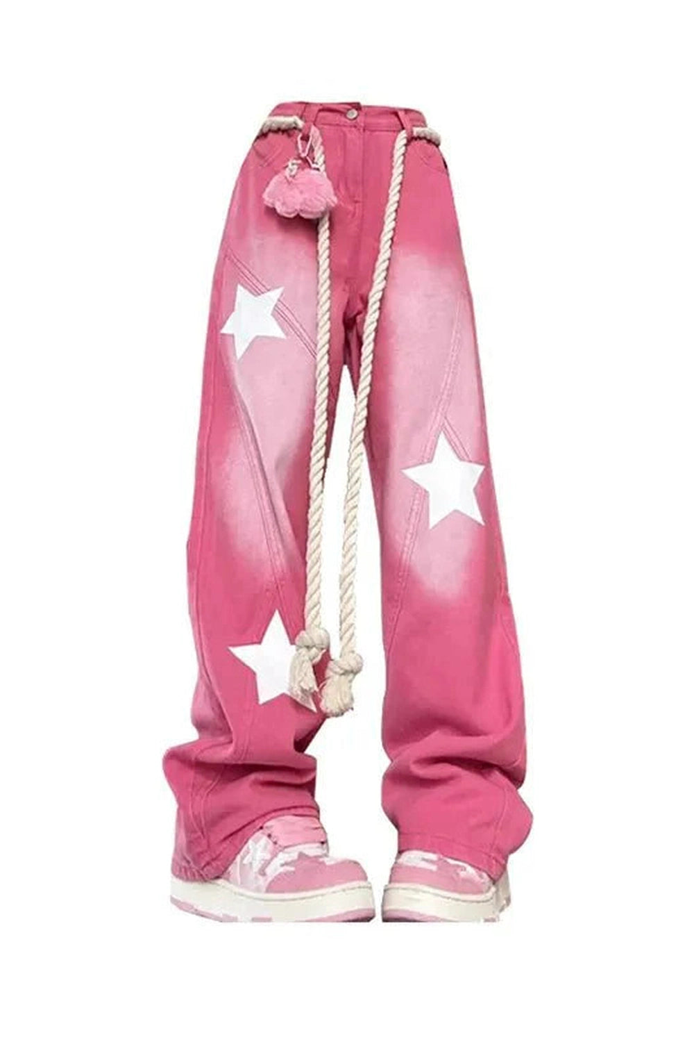 Y2k Pink Blue Baggy Star Jeans