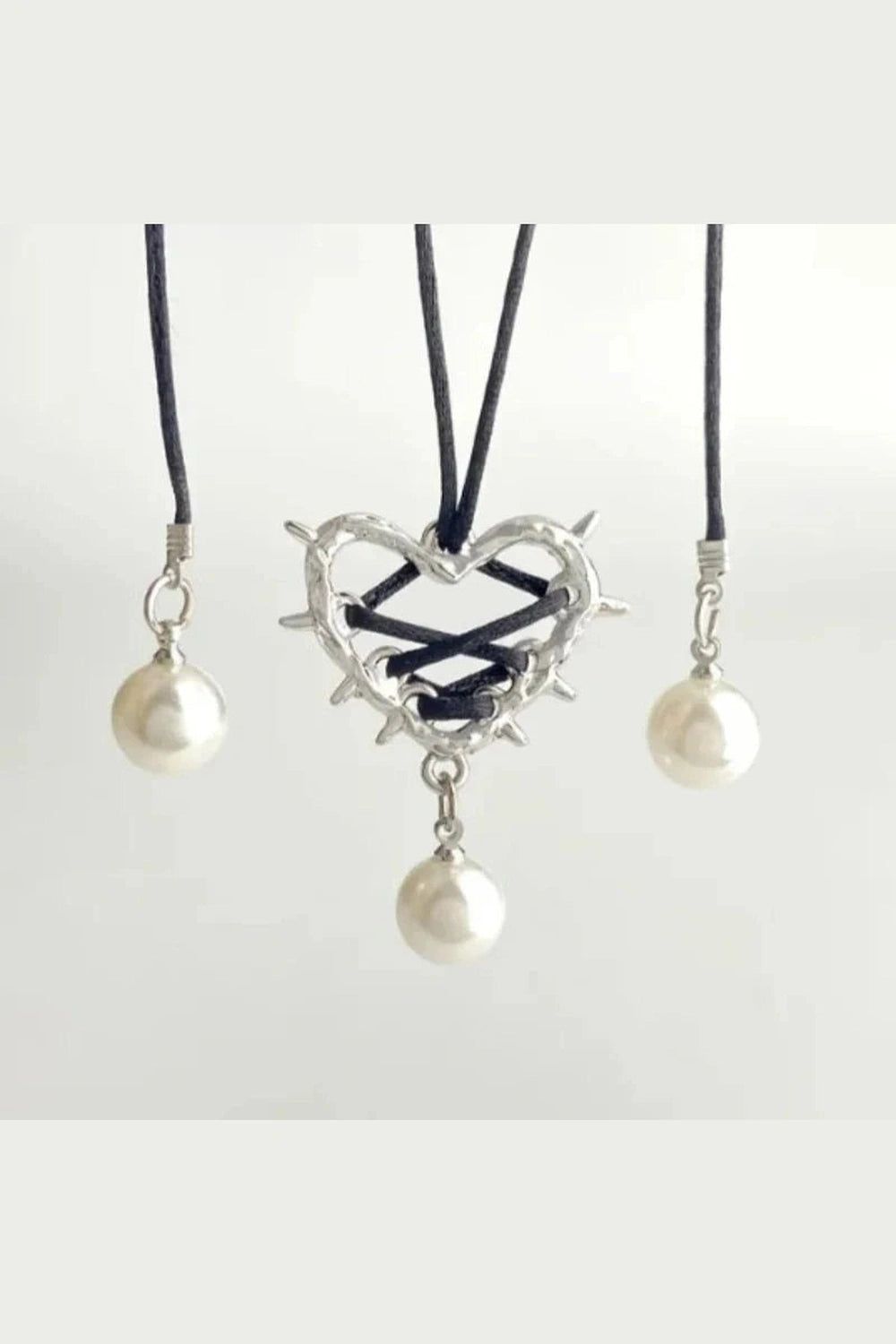 Y2k Pink Bow Metal Heart Necklace