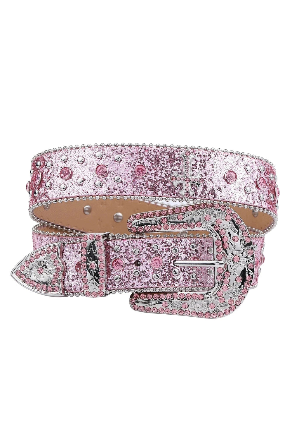 Y2k Pink Cross-Rivet Rhinestone Belt