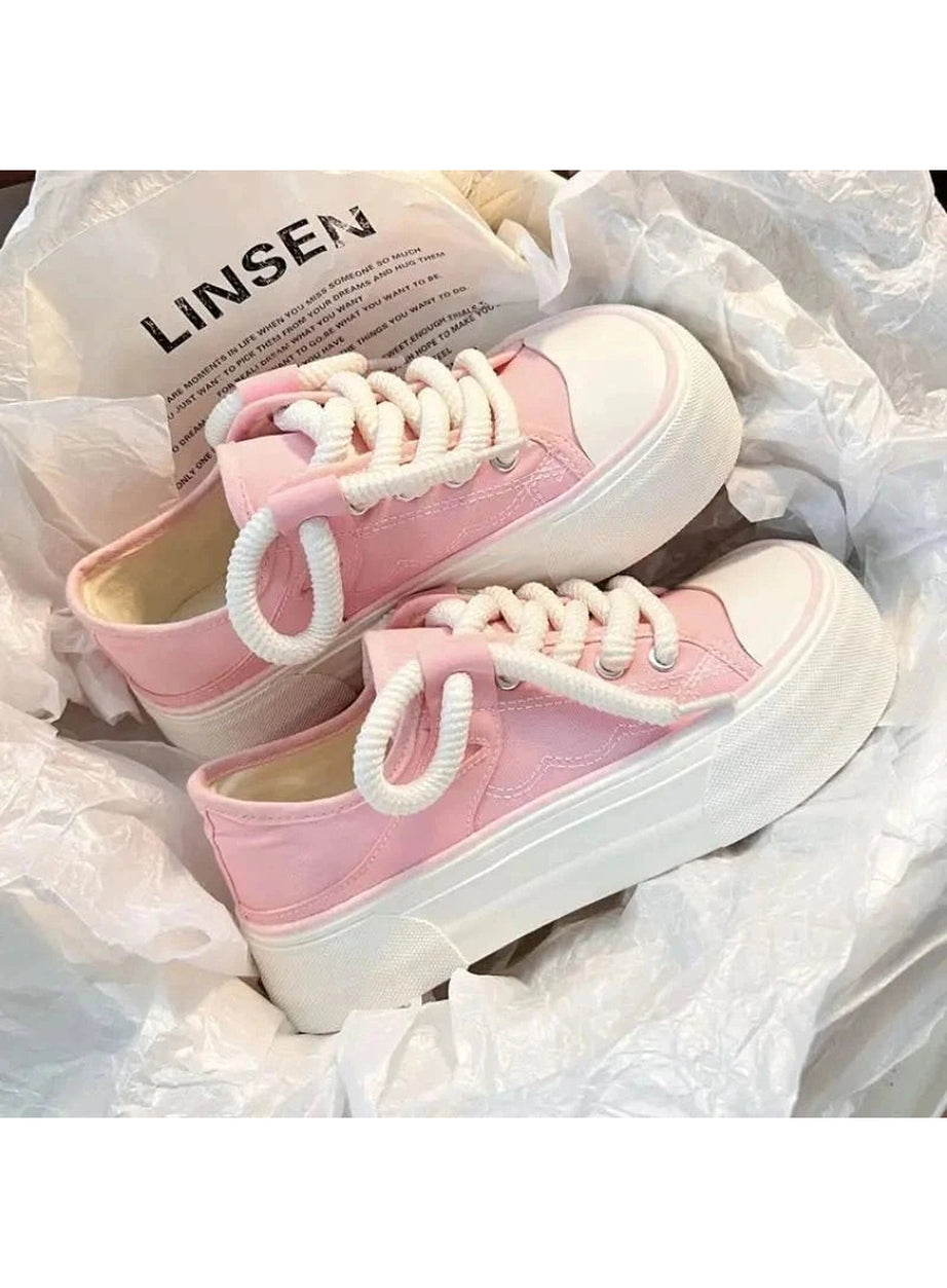 Y2k Pink Lace Up Footwear