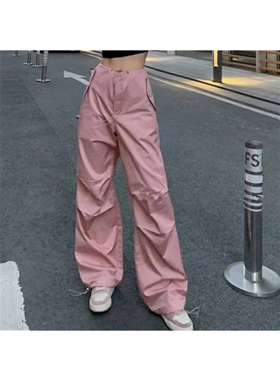 Y2k Pink Parachute Joggers Pants
