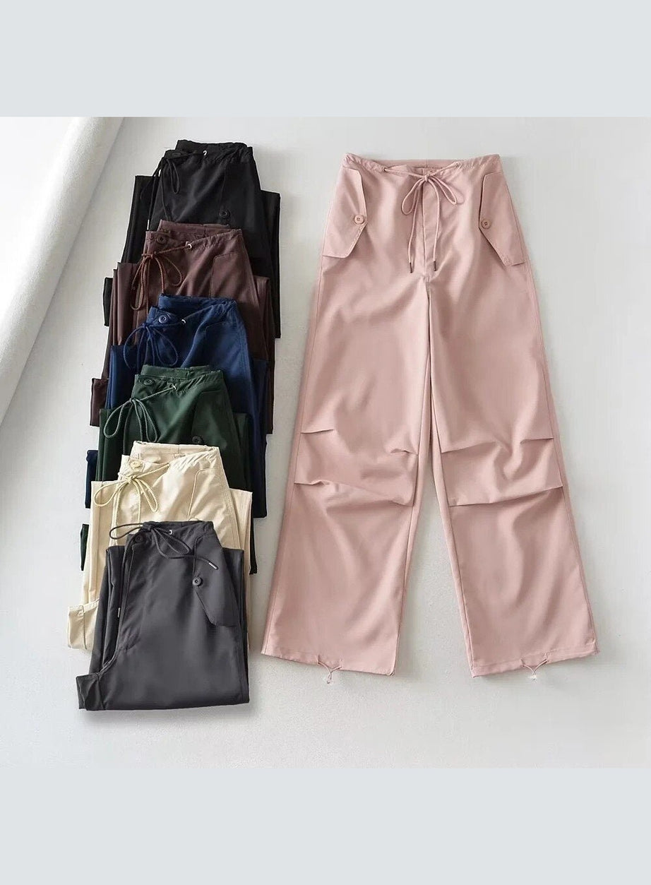 Y2k Pink Parachute Joggers Pants