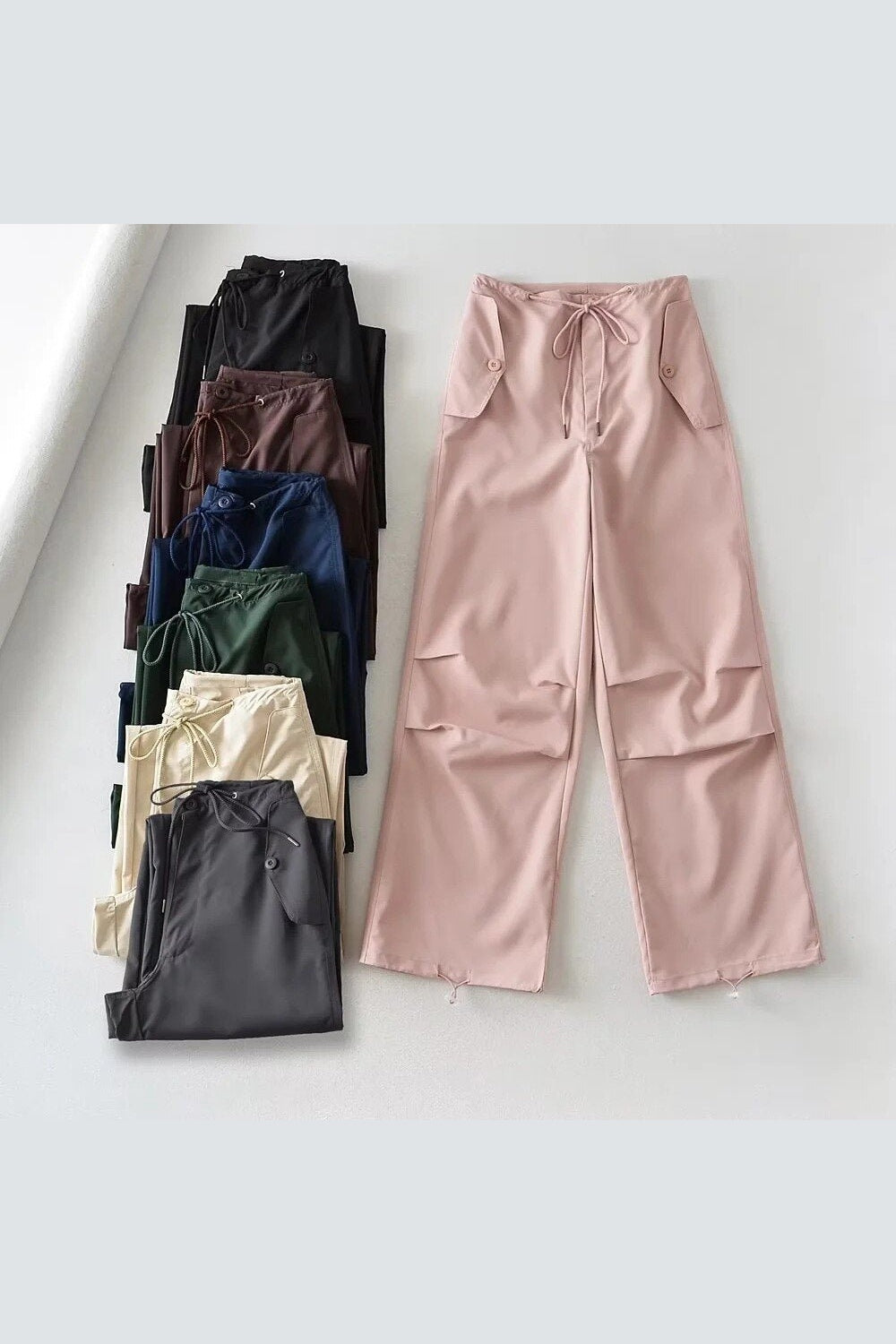 Y2k Pink Parachute Joggers Pants