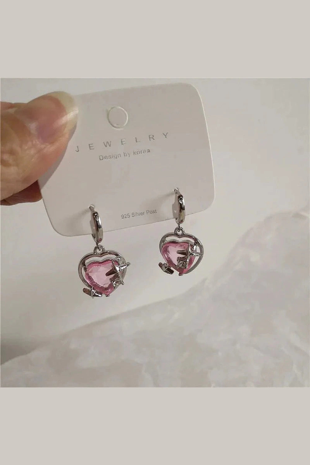 Y2k Pink Peach Heart Drop Earrings