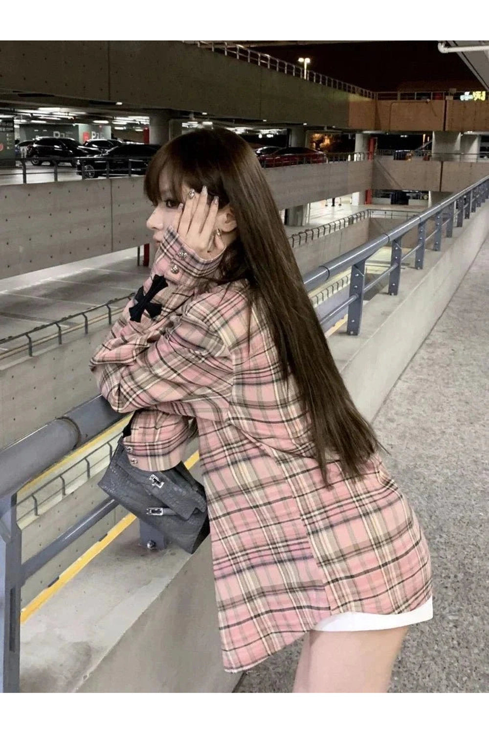 Y2k Pink Plaid Button Up Shirt