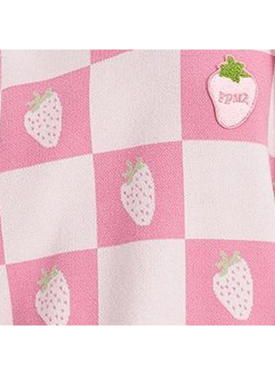 Y2k Pink Plaid V-Neck Vest Sweater