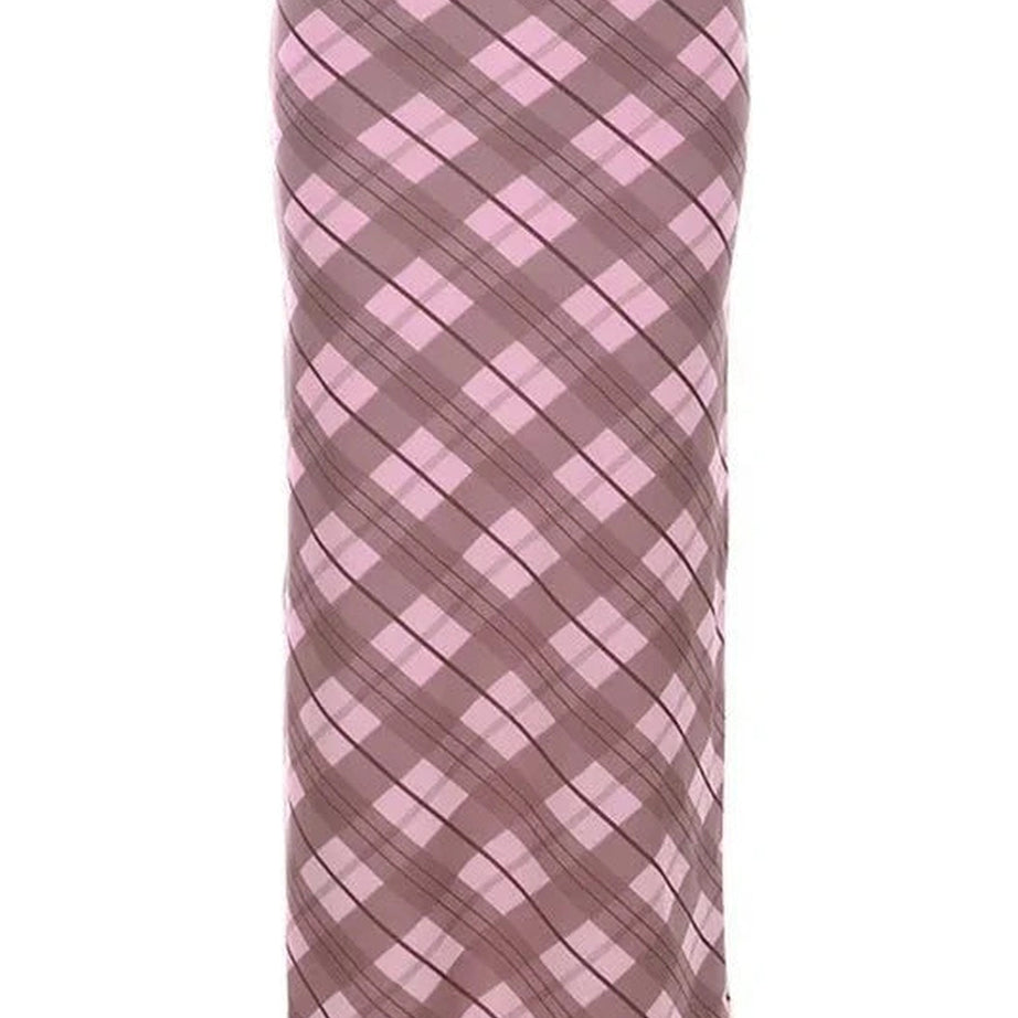 Y2k Pink Rhomboid Plaid Midi Skirt