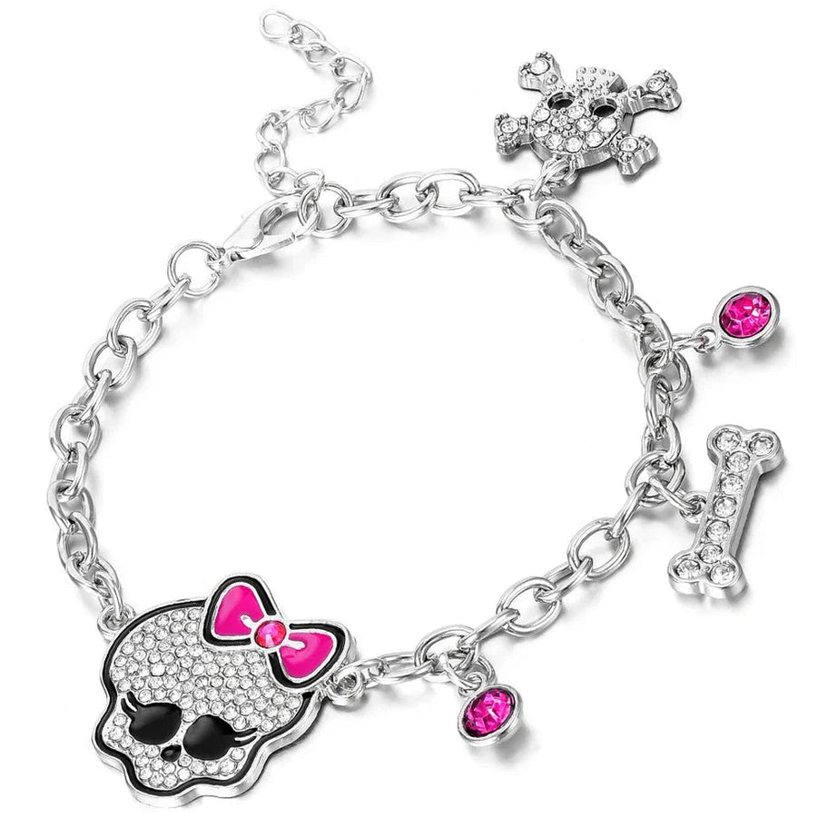 Y2k Pink Skull Charm Bracelet