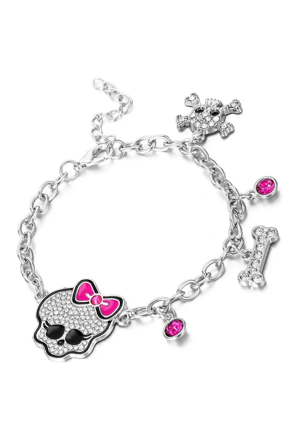 Y2k Pink Skull Charm Bracelet