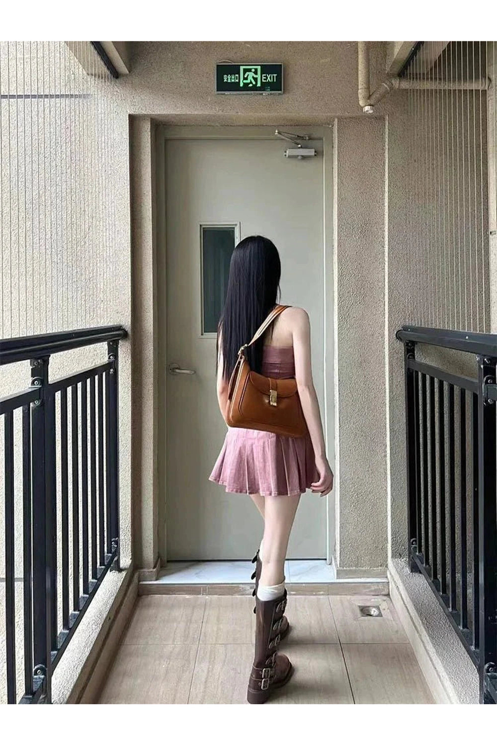 Y2k Pink Strapless Denim Dress