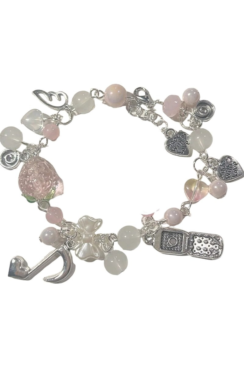 Y2k Pink Strawberry Note Charm Bracelet