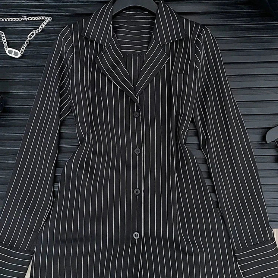 Y2k Pinstripe Power Blazer and Skirt Set