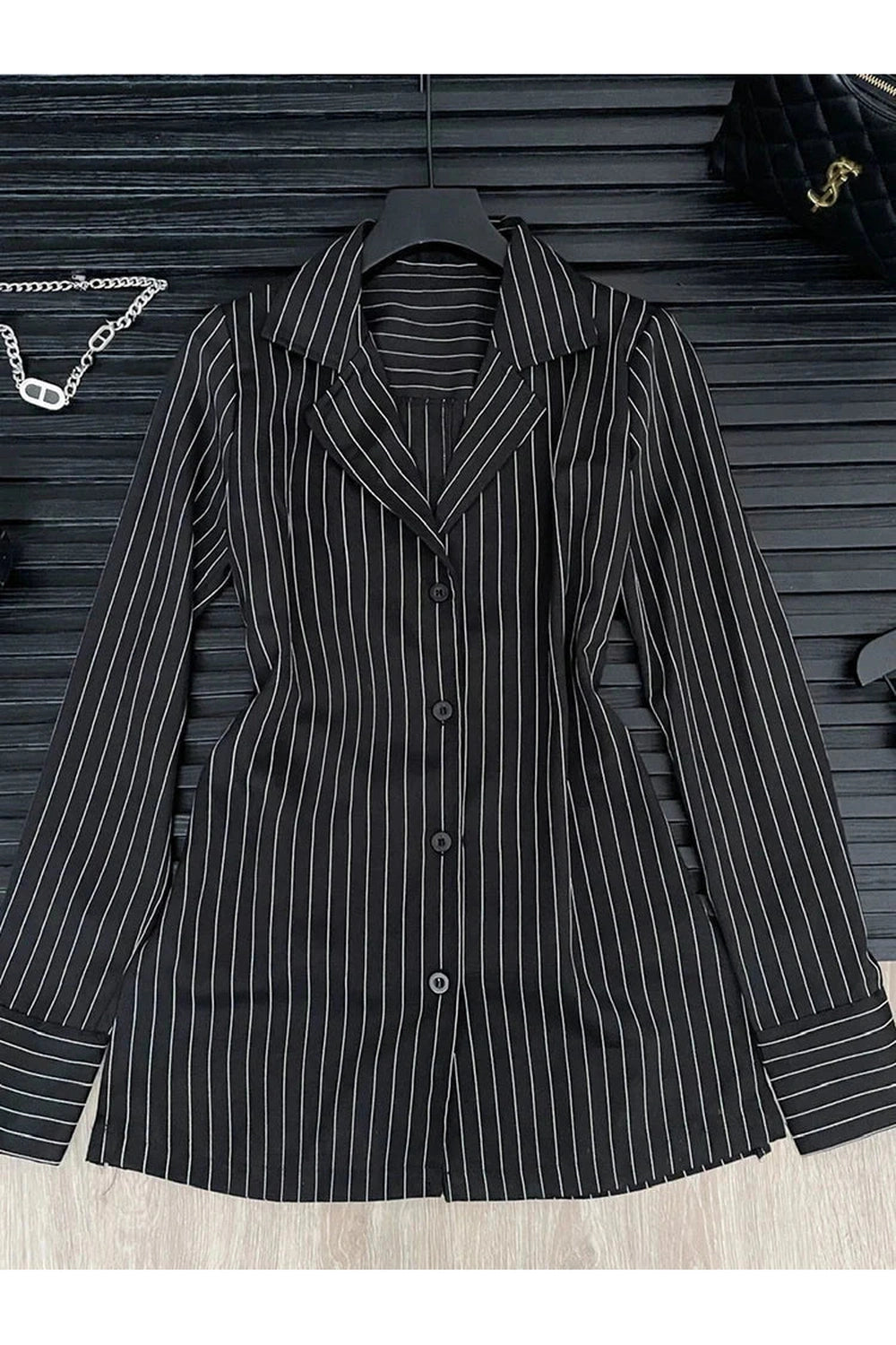 Y2k Pinstripe Power Blazer and Skirt Set