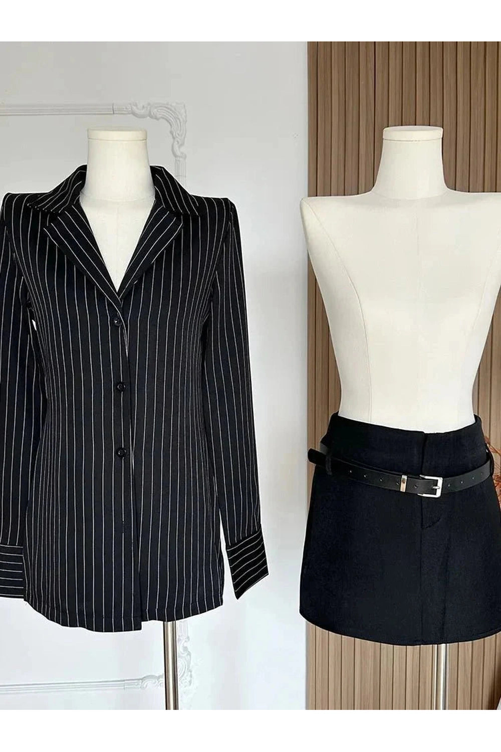 Y2k Pinstripe Power Blazer and Skirt Set