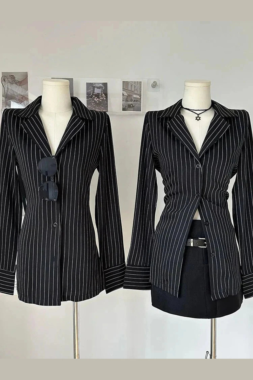 Y2k Pinstripe Power Blazer and Skirt Set