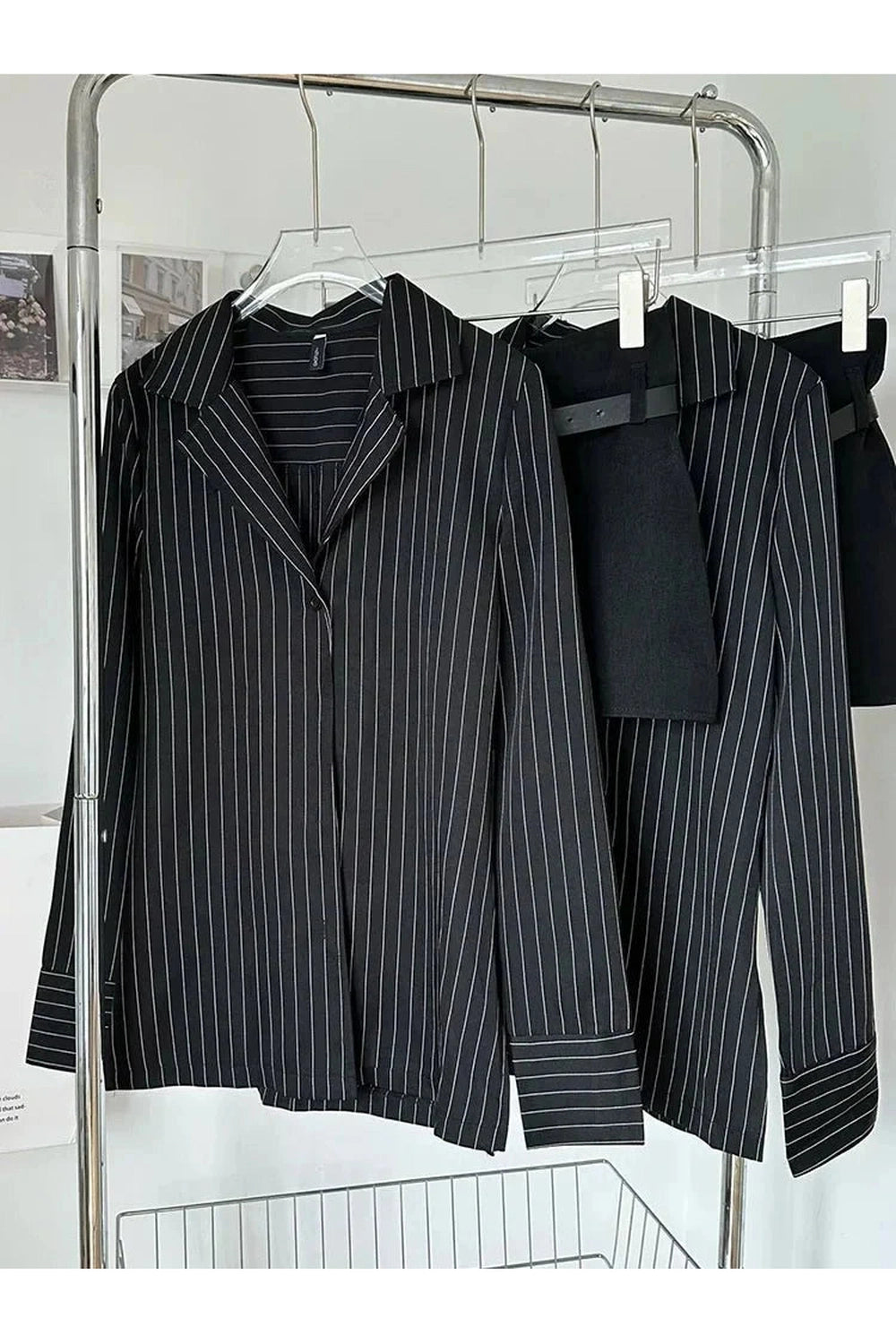 Y2k Pinstripe Power Blazer and Skirt Set