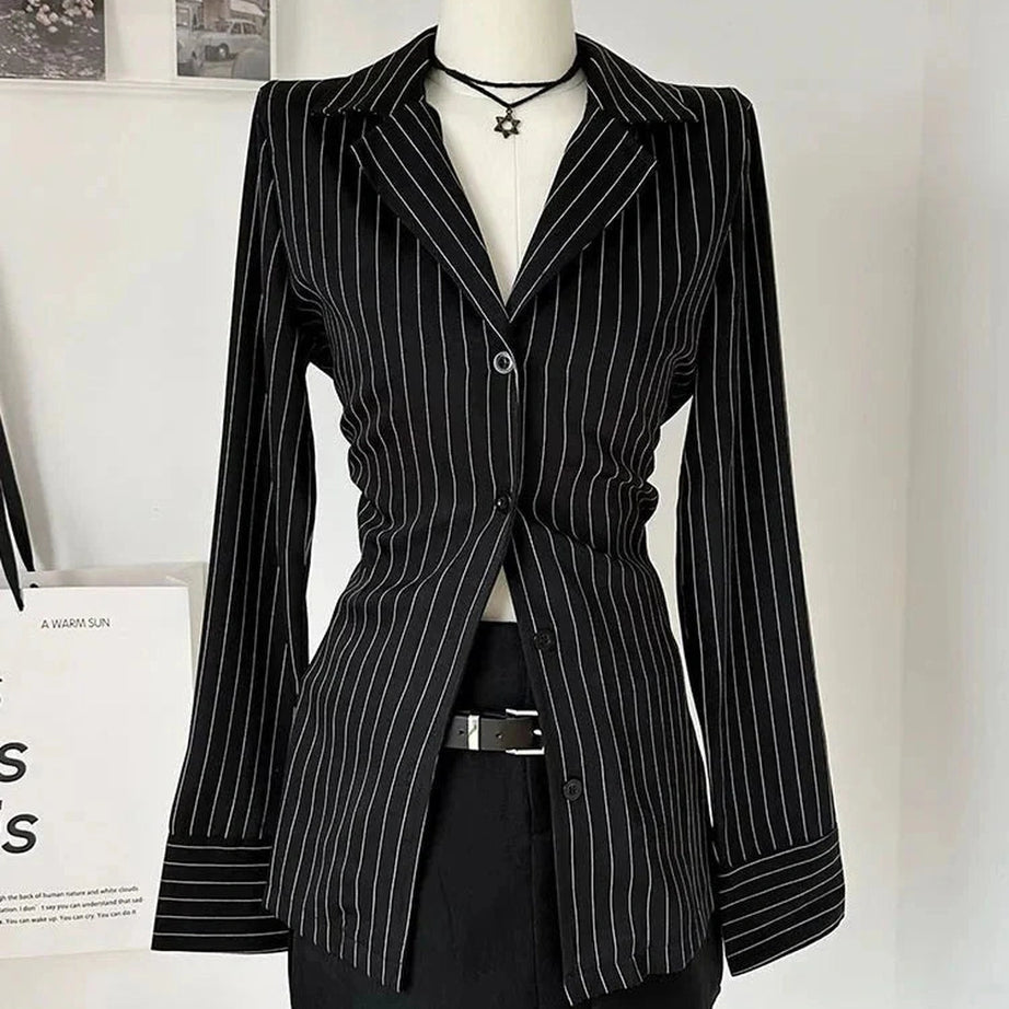 Y2k Pinstripe Power Blazer and Skirt Set