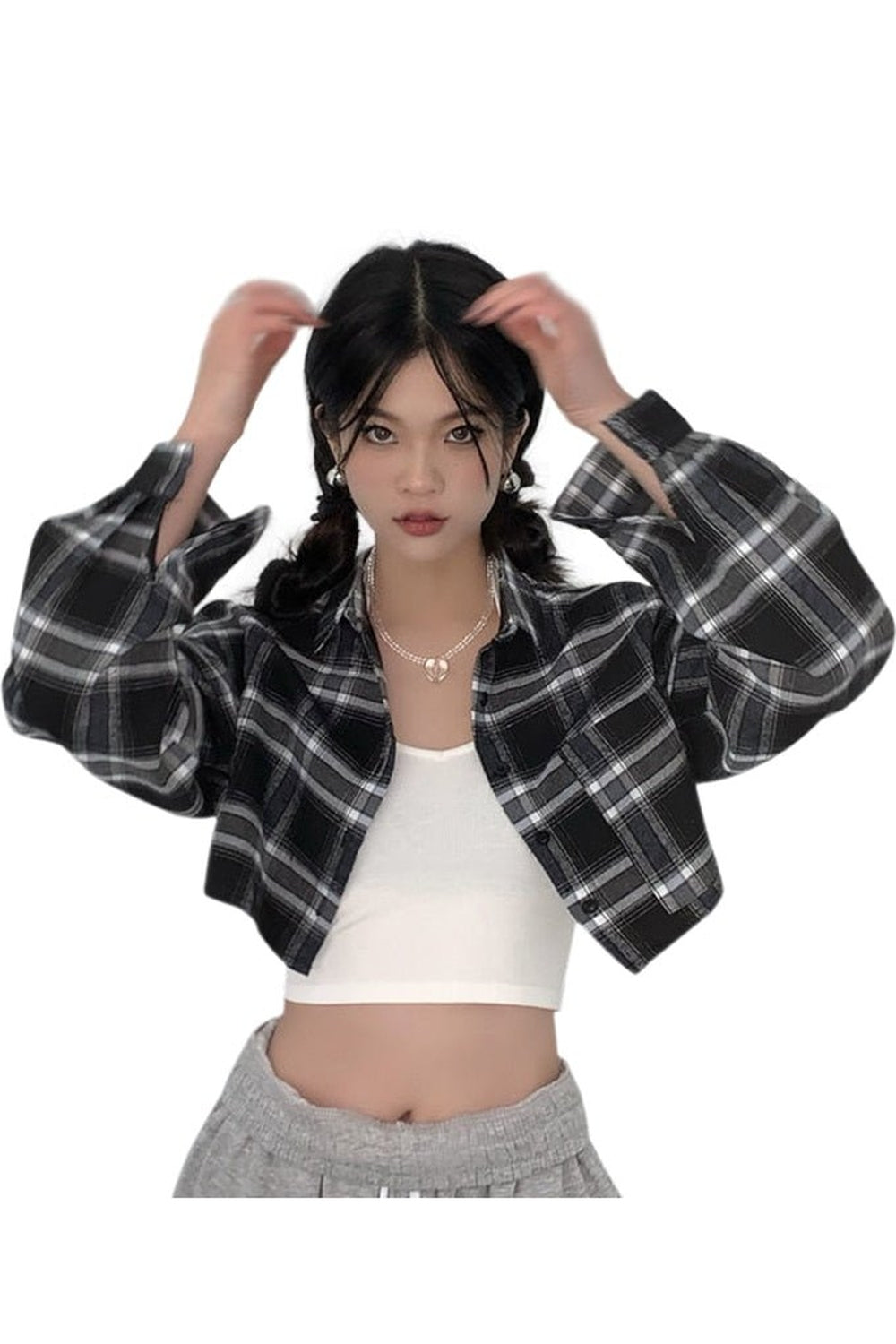 Y2k Plaid Cropped Shirt