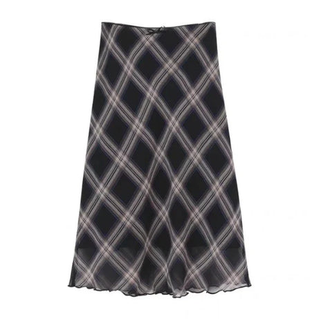 Y2k Plaid High Waist Midi Skirt