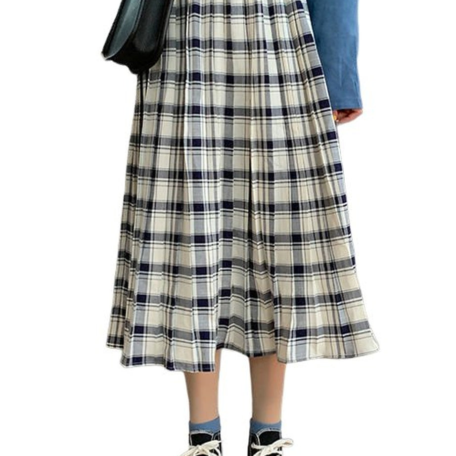 Y2k Plaid Midi Student Skirt