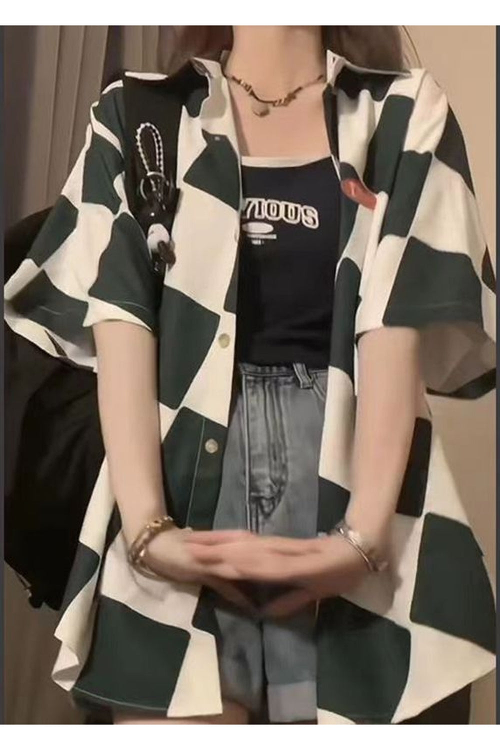 Y2k Plaid Overshirt Elegant Summer Shirt